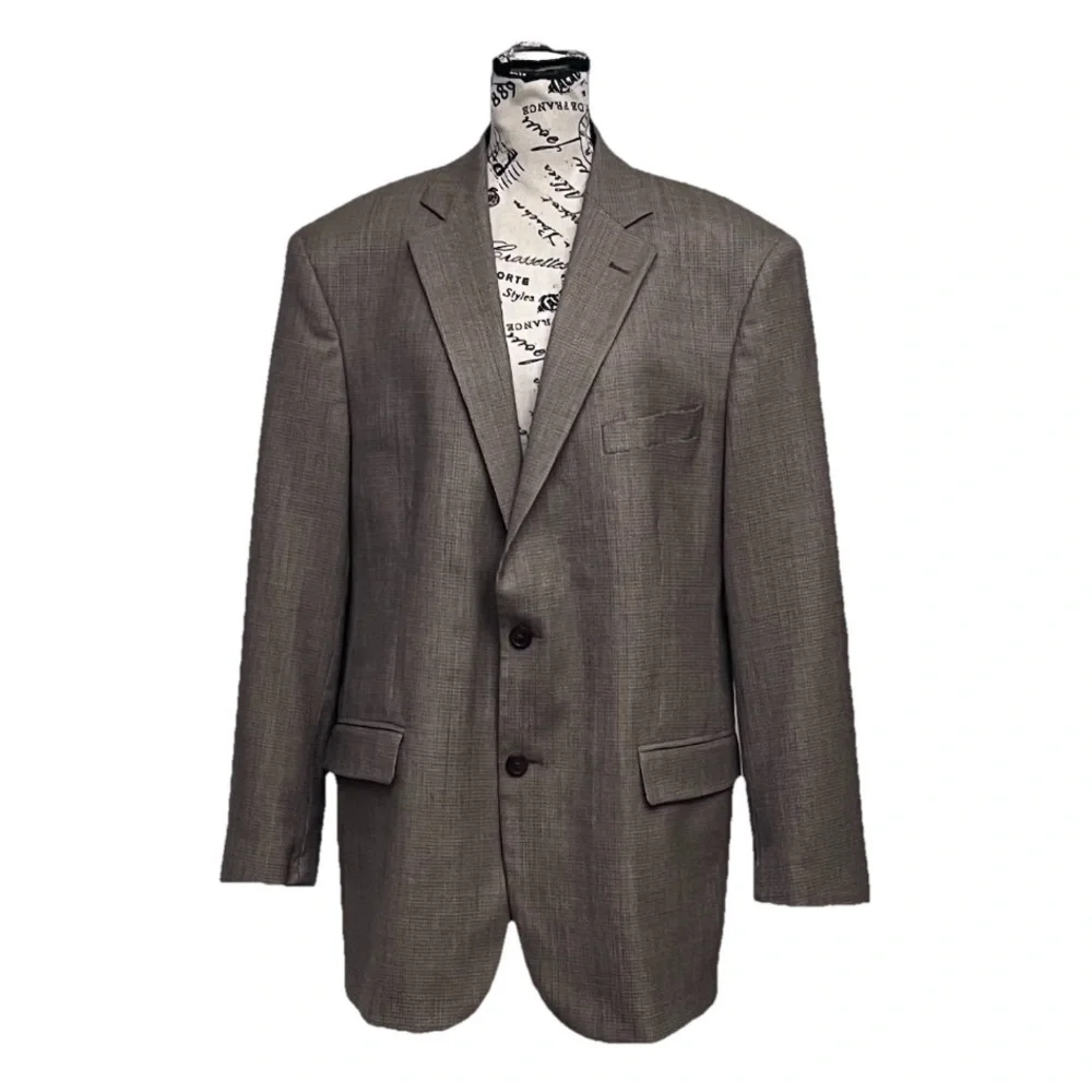 Brooks Brothers 346 Blazer 44L Brown Wool Herringbone 2 Button Sport Coat mens